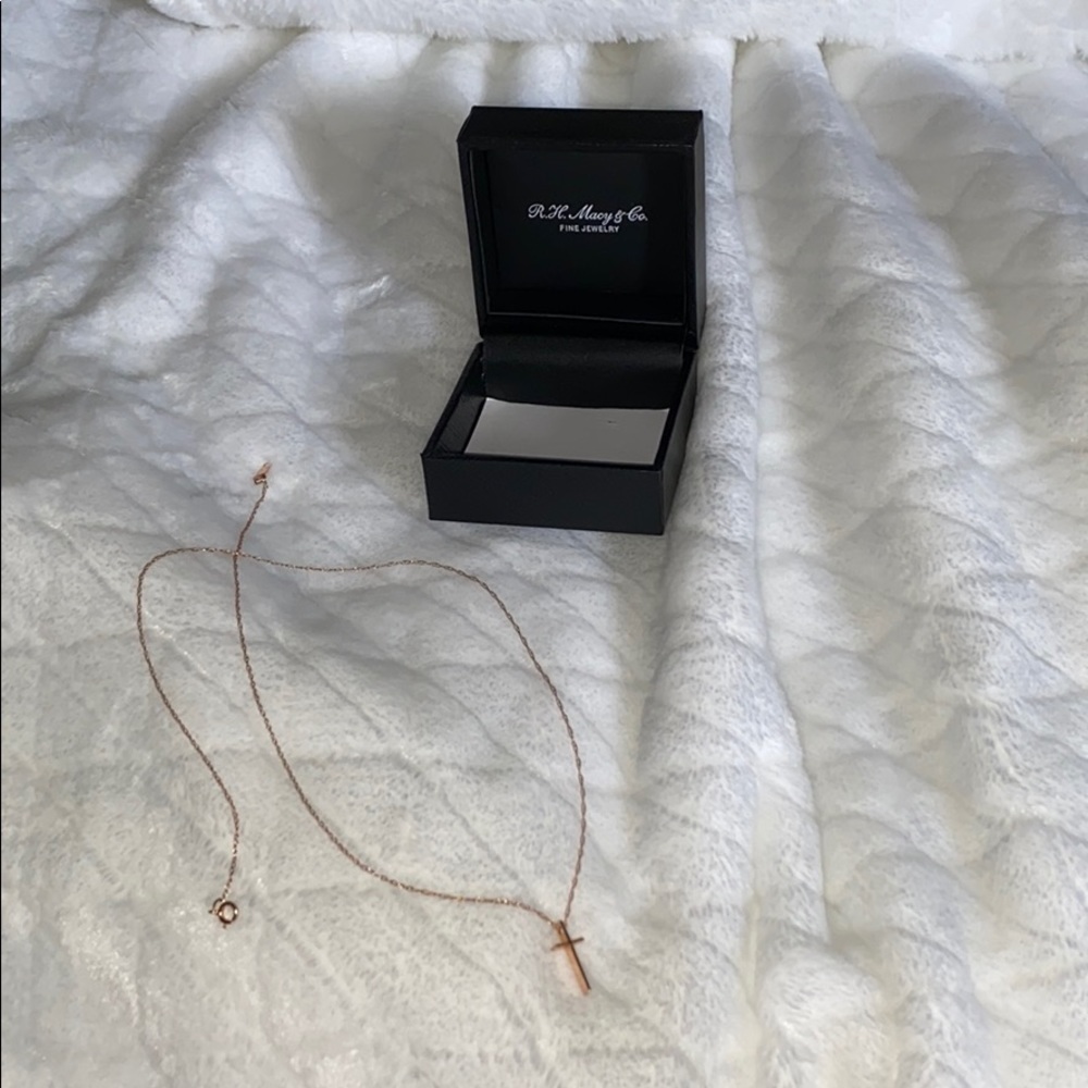 Solid 14k Rose Gold Cross Necklace